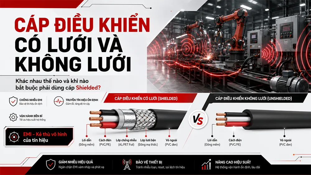 Lựa chọn cáp điều khiển chống nhiễu và không chống nhiễu chuẩn kỹ thuật