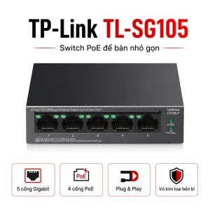 TL-SG105 Switch TP-LINK Để Bàn 5 Cổng 10/100Mbps với 4 Cổng PoE