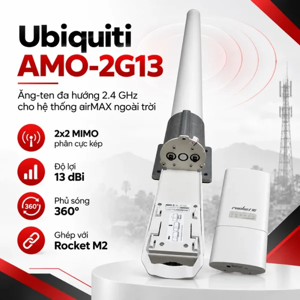 Ăng-ten Ubiquiti Omni airMAX MIMO 2.4GHz 13dBi AMO-2G13