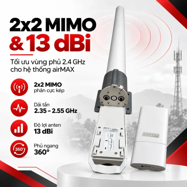 Ăng-ten Ubiquiti Omni airMAX MIMO 2.4GHz 13dBi AMO-2G13