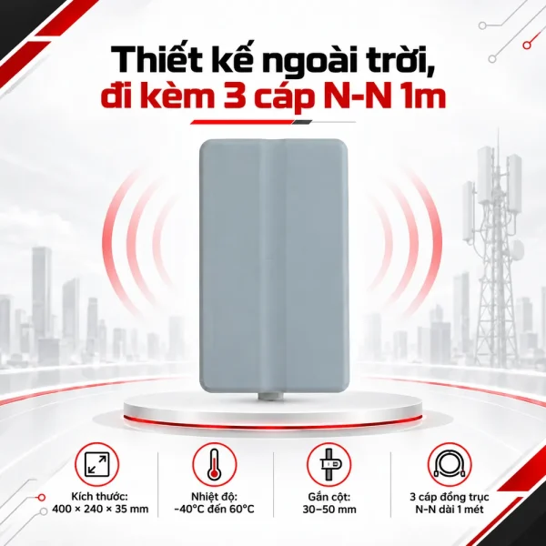Angten gắn thêm ngoài trời RUIJIE RG-ANTx3-2400D