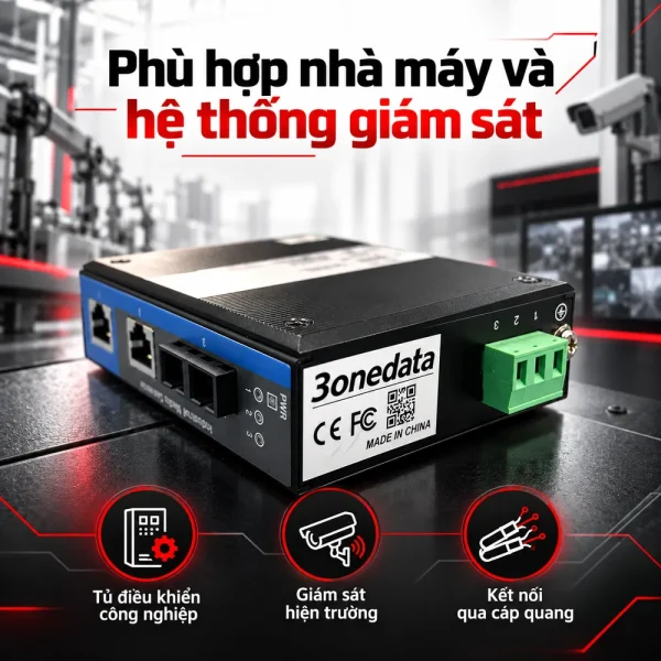 Bộ chuyển đổi quang điện công nghiệp 3Onedata IMC102-S