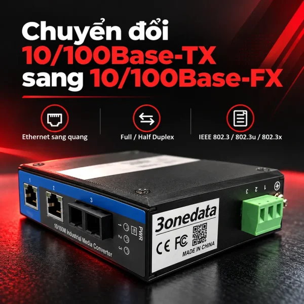 Bộ chuyển đổi quang điện công nghiệp 3Onedata IMC102-S