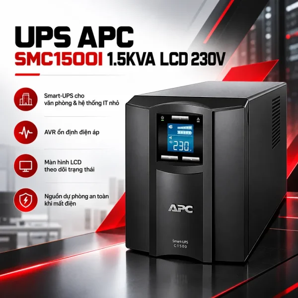 Bộ lưu điện UPS APC SMC1500I 1.5KVA LCD 230V