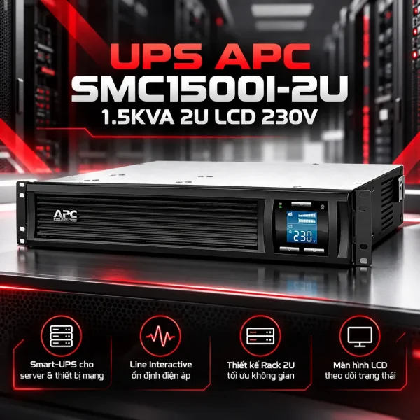 Bộ lưu điện UPS APC SMC1500I-2U 1.5KVA 2U LCD 230V