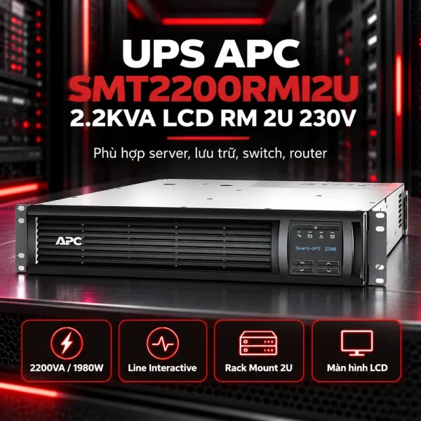Bộ lưu điện UPS APC SMT2200RMI2U 2.2KVA LCD RM 2U 230V