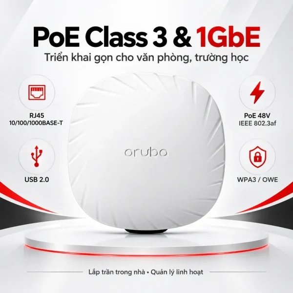 Bộ phát WiFi Aruba HPE R8M98A AP-503 WiFi 6 2×2 MIMO