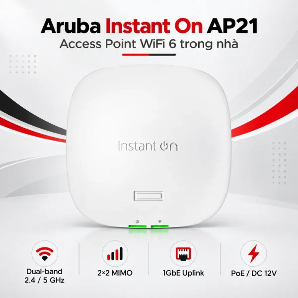Bộ phát WiFi Aruba HPE S1T09A Instant On AP21 MIMO 2×2, băng tần kép