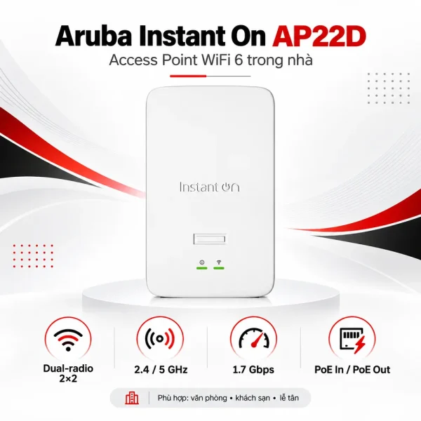 Bộ phát WiFi Aruba S0J32A Instant On AP22D WiFi 6