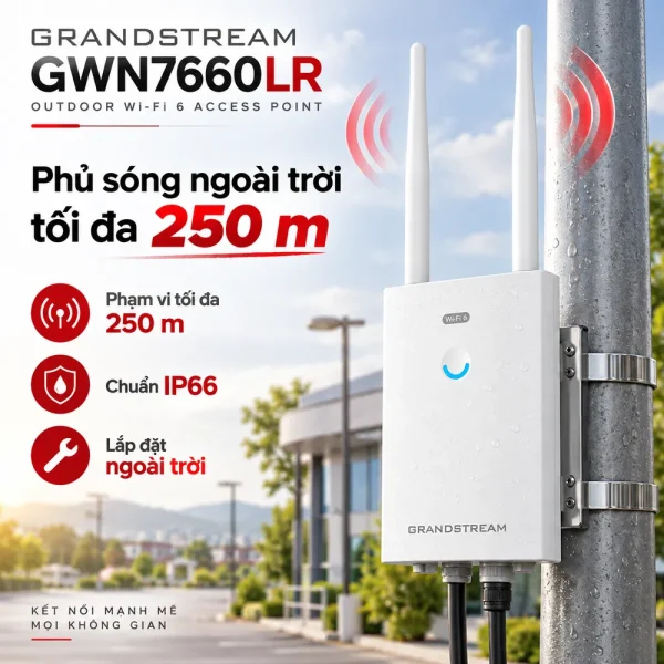 Bộ phát WiFi Grandstream GWN7660LR ngoài trời Wi-Fi 6