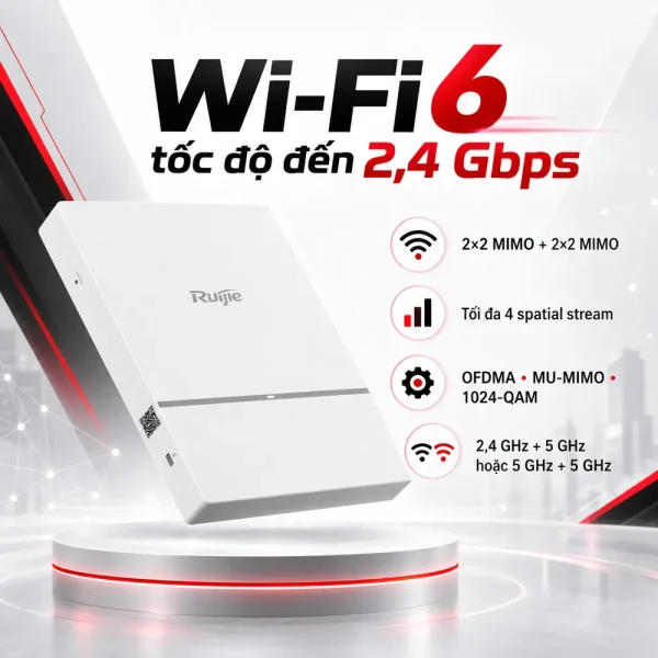 Bộ phát Wifi treo trần hoặc gắn tường RUIJIE RG-AP820-L (V2)