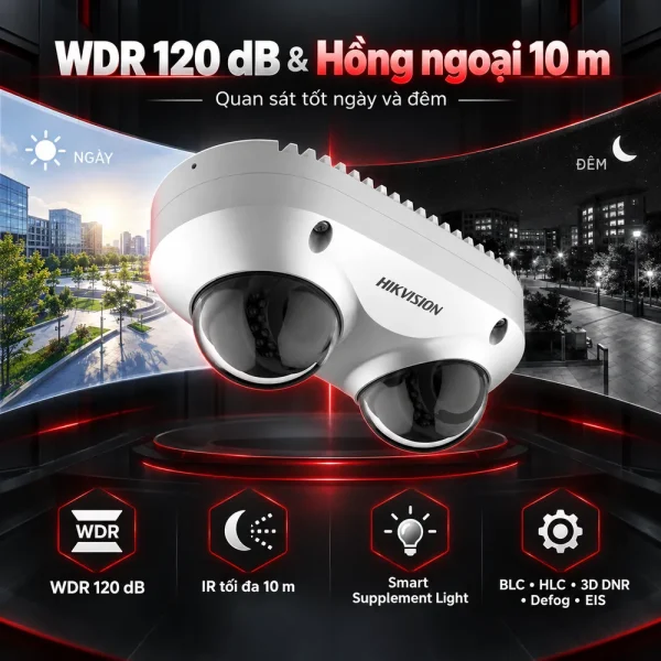 Camera 2 hướng Panovu Hikvision DS-2CD6D82G0-IH(S) 8 MP