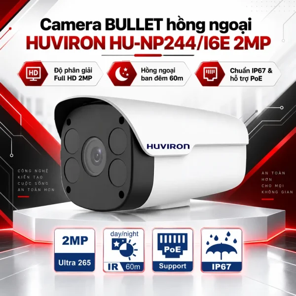 Camera BULLET hồng ngoại HUVIRON HU-NP244/I6E 2MP