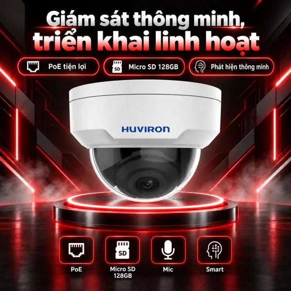 Camera DOME hồng ngoại HUVIRON HU-ND421D/I3E 4MP