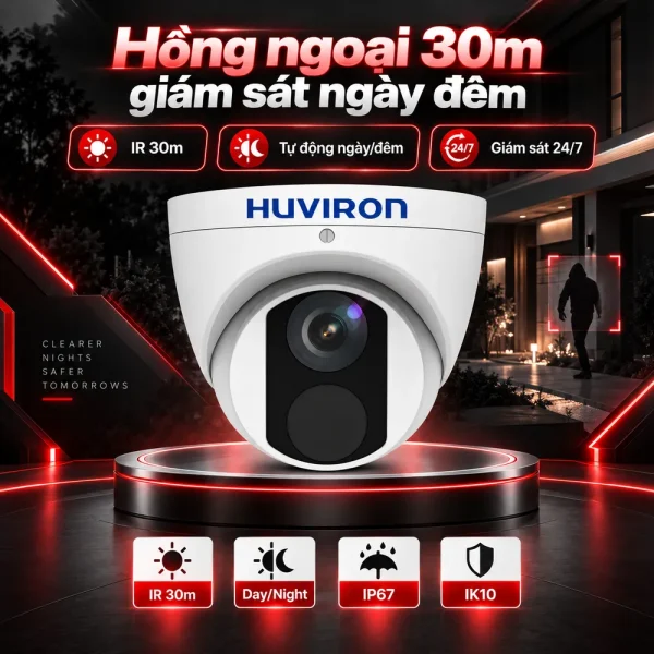 Camera DOME hồng ngoại HUVIRON HU-ND422D/I3E 4MP