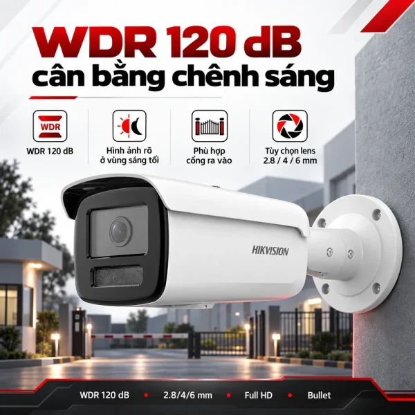 Camera Hikvision 2MP DS-2CD2T23G2-2I/4I (thân trụ)