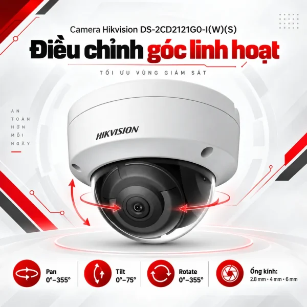 Camera Hikvision 2MP WDR DS-2CD2121G0-I(W)(S)