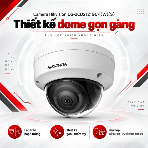 Camera Hikvision 2MP WDR DS-2CD2121G0-I(W)(S)