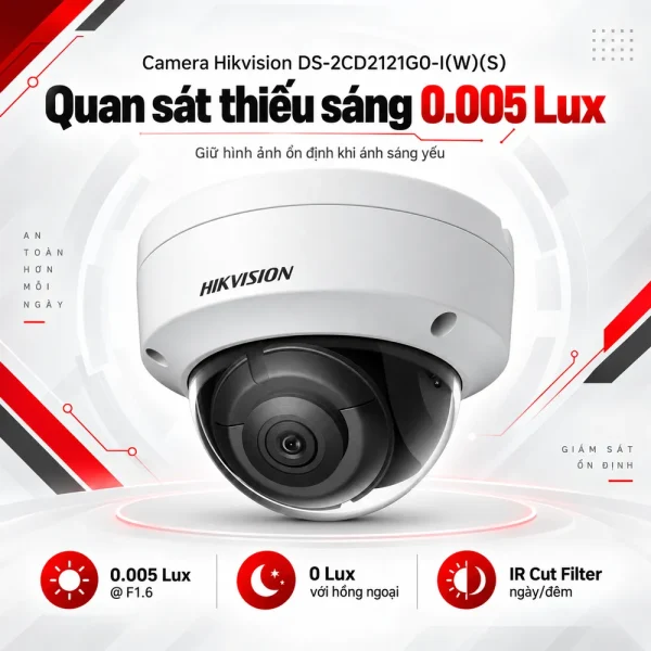 Camera Hikvision 2MP WDR DS-2CD2121G0-I(W)(S)