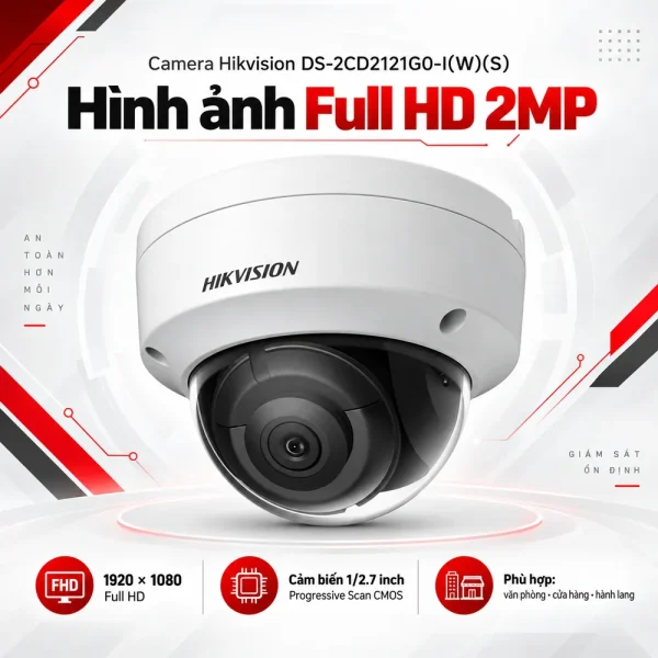 Camera Hikvision 2MP WDR DS-2CD2121G0-I(W)(S)