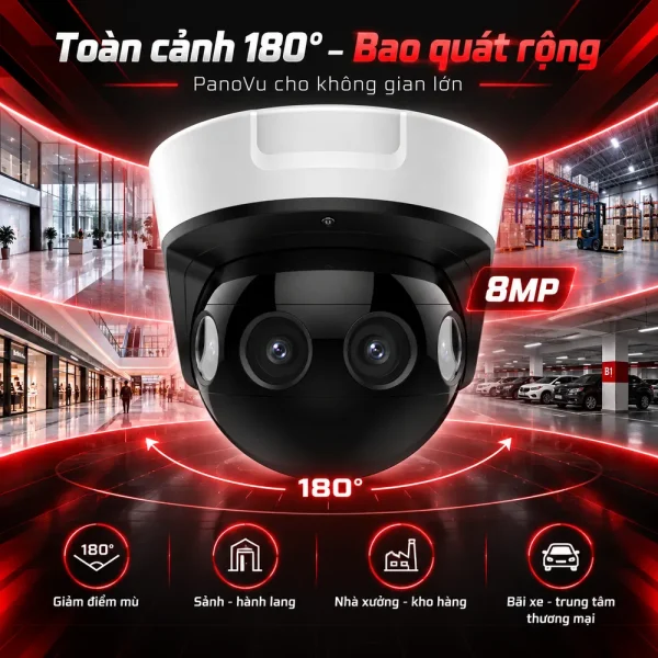 Camera Hikvision 8MP 180 độ Panovu DS-2CD6924G0-IHS(/NFC)