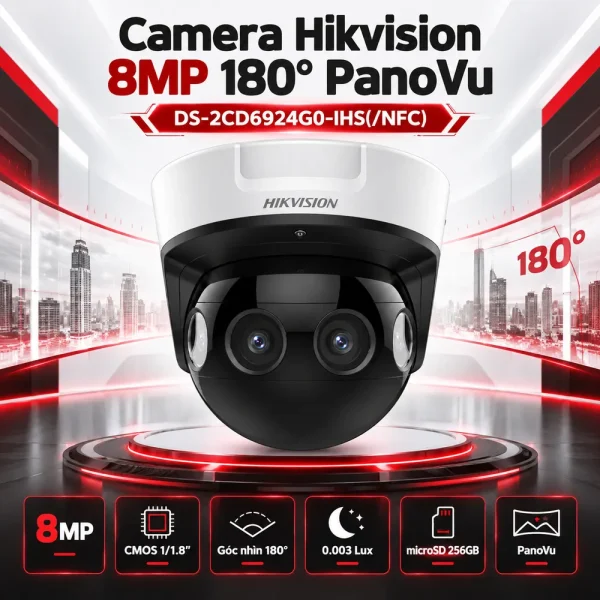 Camera Hikvision 8MP 180 độ Panovu DS-2CD6924G0-IHS(/NFC)