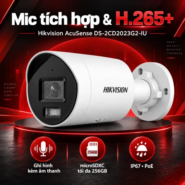 Camera Hikvision mạng cố định AcuSense 2 MP DS-2CD2023G2-IU