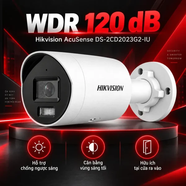 Camera Hikvision mạng cố định AcuSense 2 MP DS-2CD2023G2-IU