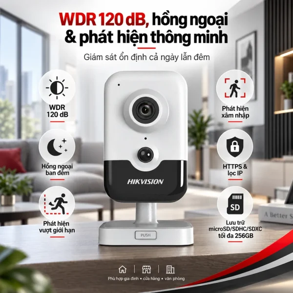 Camera IP Cube 2MP Hikvision DS-2CD2421G0-I(D)(W)