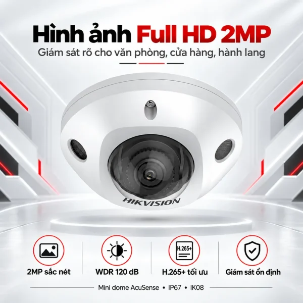 Camera mạng mini Hikvision AcuSense 2 MP DS-2CD2523G2-I(S)