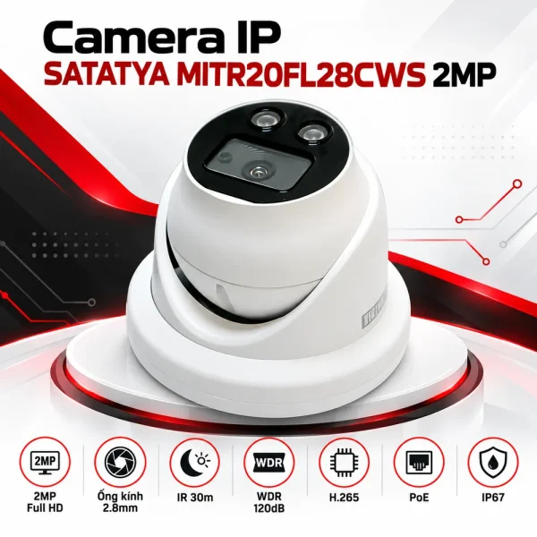 Camera Turret IR 2MP SATATYA MITR20FL28CWS với ống kính 2,8mm