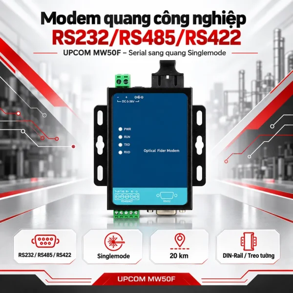 Converter Quang 1 Cổng RS232/RS485/RS422 UPCOM MW50F