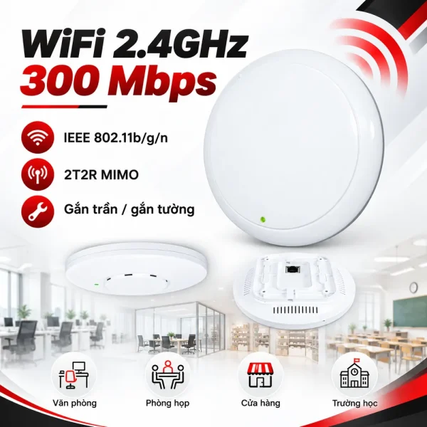 PLANET WNAP-C3220A 300Mbps PoE WiFi gắn trần