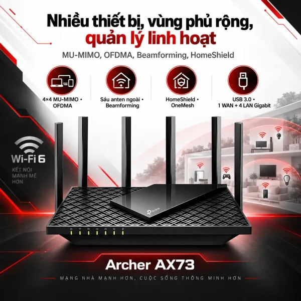 Router Wi-Fi 6 Băng Tần Kép Gigabit AX5400 Archer AX73
