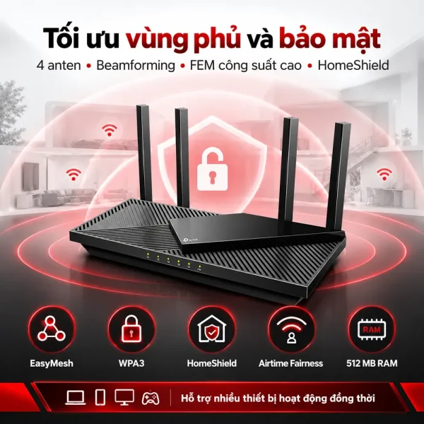Router Wi-Fi 6 Gigabit Băng Tần Kép AX5400 Archer AX72