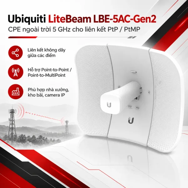 Thiết bị thu phát sóng wifi Ubiquiti LiteBeam LBE‑5AC‑Gen2