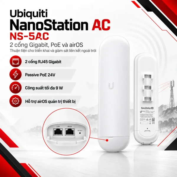 Thiết bị thu phát sóng wifi Ubiquiti NanoStation AC NS‑5AC
