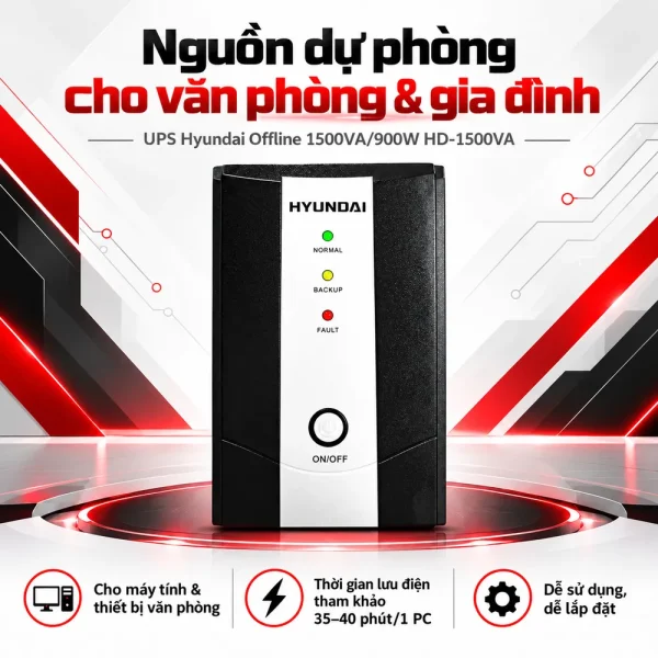 UPS Hyundai Offline 1500VA/900W HD-1500VA