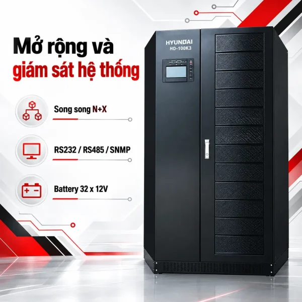 UPS Online Hyundai HD-100K3 100KVA/80KW cho hệ thống công nghiệp