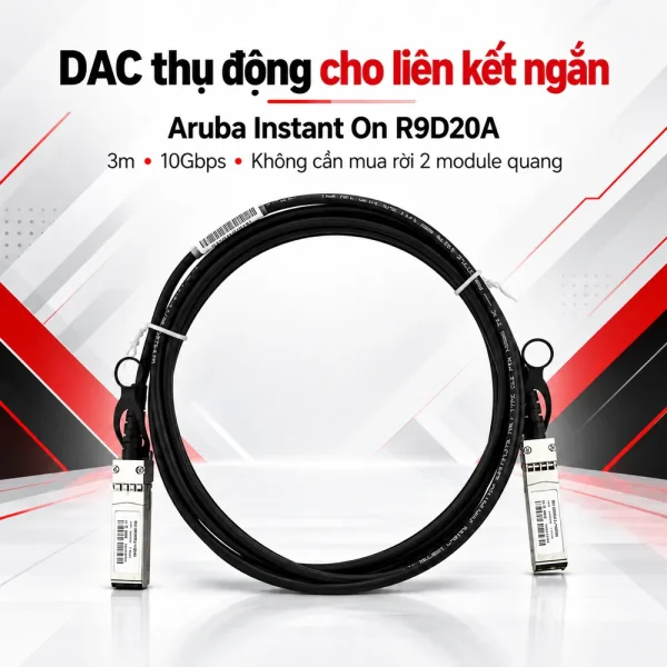 Aruba IOn 10G SFP+ to SFP+ 3m DAC Cable – R9D20A