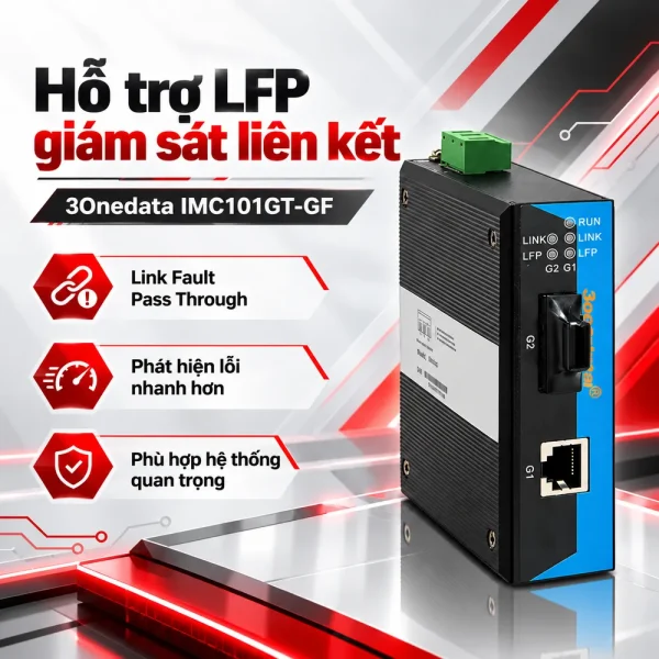 Bộ chuyển đổi quang điện 3Onedata Model IMC101GT-GF