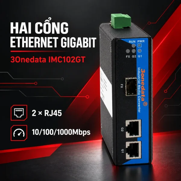 Bộ chuyển đổi quang điện công nghiệp 3Onedata Model IMC102GT