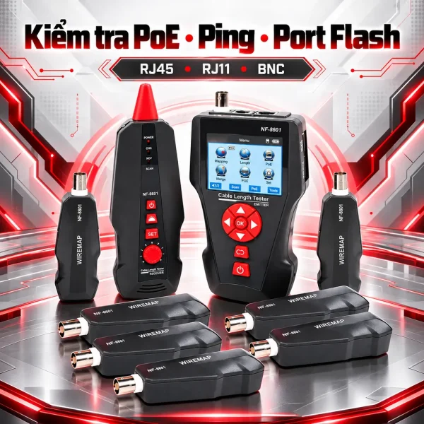 Bộ test mạng NOYAFA NF-8601W: Đo chiều dài, dò dây và kiểm tra PoE