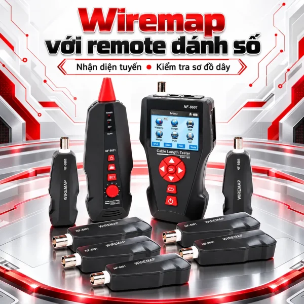 Bộ test mạng NOYAFA NF-8601W: Đo chiều dài, dò dây và kiểm tra PoE