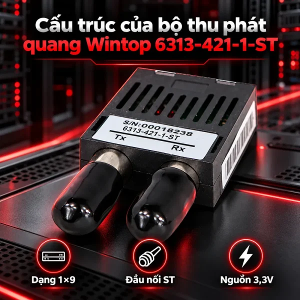 Bộ thu phát quang 1X9 1.25G ST 1310nm 10Km 3.3v 6313-421-1-ST