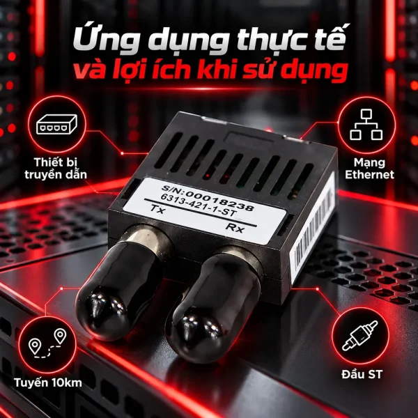 Bộ thu phát quang 1X9 1.25G ST 1310nm 10Km 3.3v 6313-421-1-ST