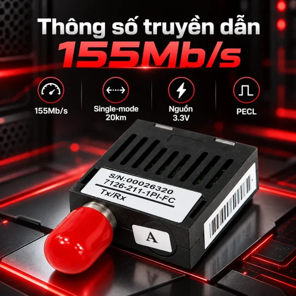 Bộ thu phát quang 1×9 20KM, +3.3V 7113-311-1P-FC