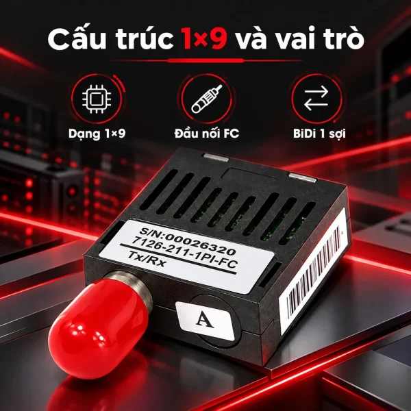 Bộ thu phát quang 1×9 20KM, +3.3V 7113-311-1P-FC
