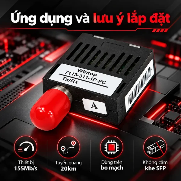 Bộ thu phát quang 1×9 20KM, +3.3V 7113-311-1P-FC