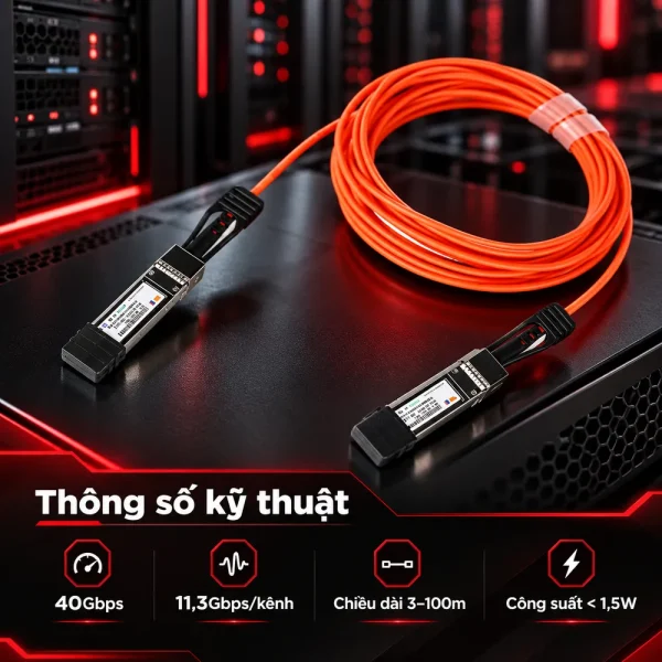 Cáp quang chủ động 40G QSFP+ WT- QSFP+ AOC